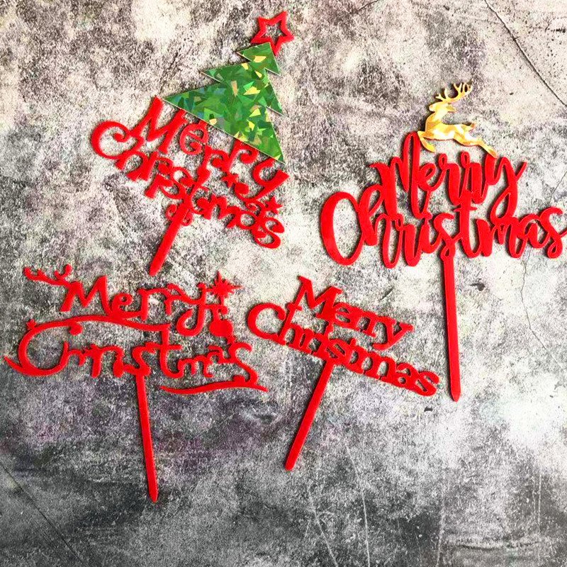 Merry Christmas Cake Topper - Beautiful Elk Acrylic Cake Decorations for Kids Christmas Gifts Merry Happy New Year