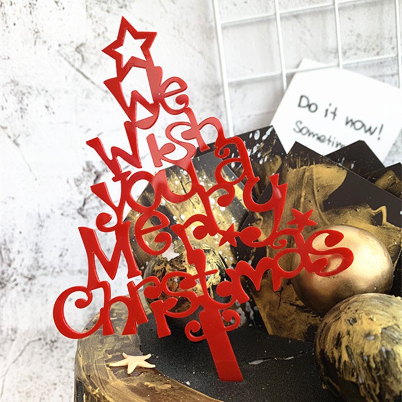 Merry Christmas Cake Topper - Beautiful Elk Acrylic Cake Decorations for Kids Christmas Gifts Merry Happy New Year