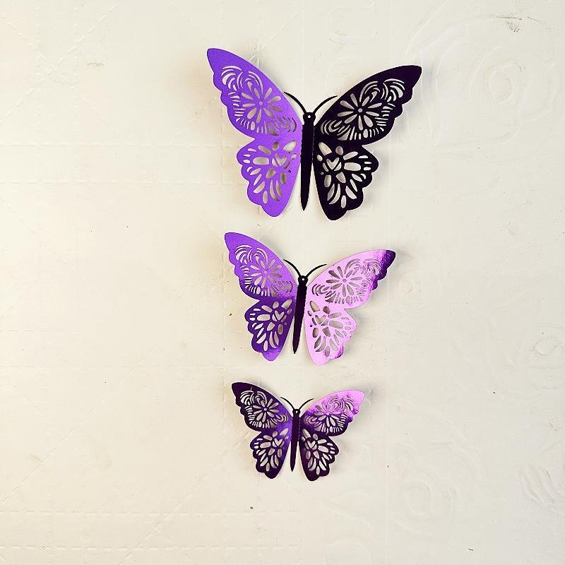 Hot Sales 3D Gold 12pcs/bag Hollow Paper Butterfly Cake Decoration Wall Sticks Home Decor Cake Decorating Supply Wall stickers