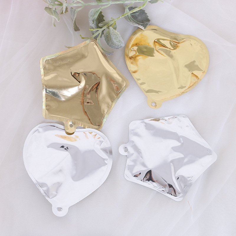 New Party Decoration Cake Topper Heart Star Aluminum Mini Self Inflating Foil Balloons