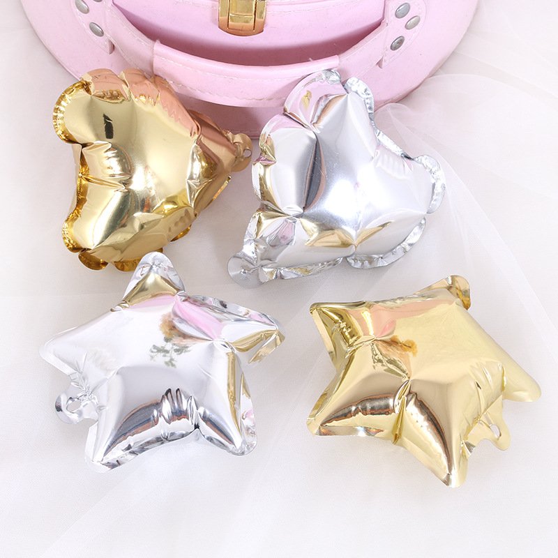 New Party Decoration Cake Topper Heart Star Aluminum Mini Self Inflating Foil Balloons