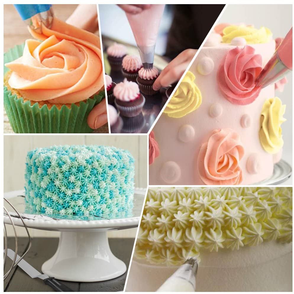 69 pcs Baking Tools Cake Decorating Kit Cake Decorating Supplies Tools Set with Cake Turntable and 12 pcs Icing Piping Nozzles