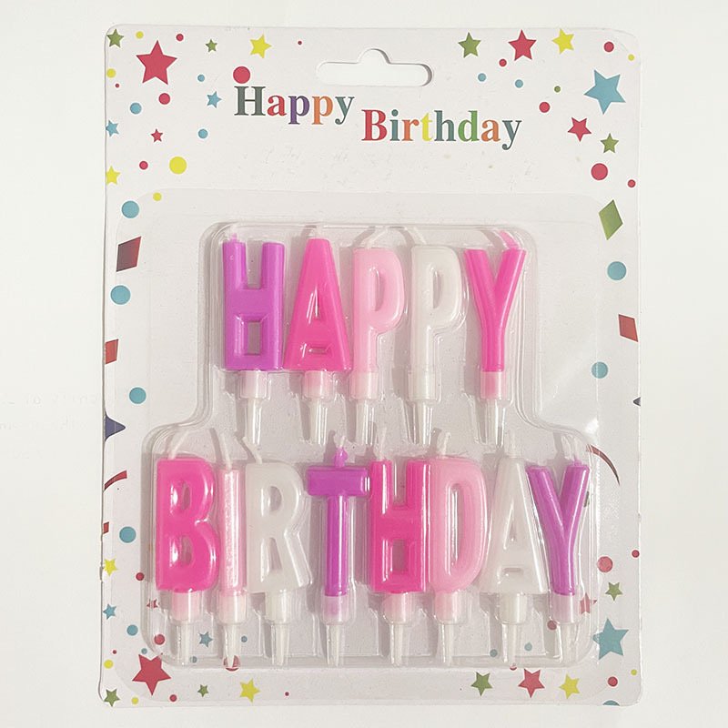 Custom packaging happy birthday letter candles cake candles