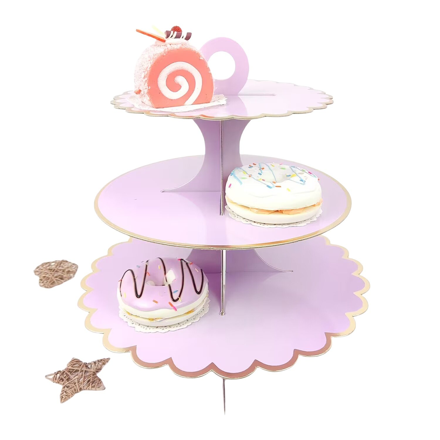 Floral Tea Party Cake Stand 3 Tier Teapot Cupcake Stand Dessert Holder Party Decoration for Kids Birthday Party