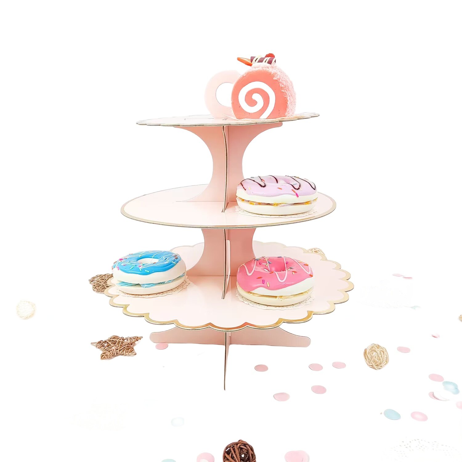Floral Tea Party Cake Stand 3 Tier Teapot Cupcake Stand Dessert Holder Party Decoration for Kids Birthday Party