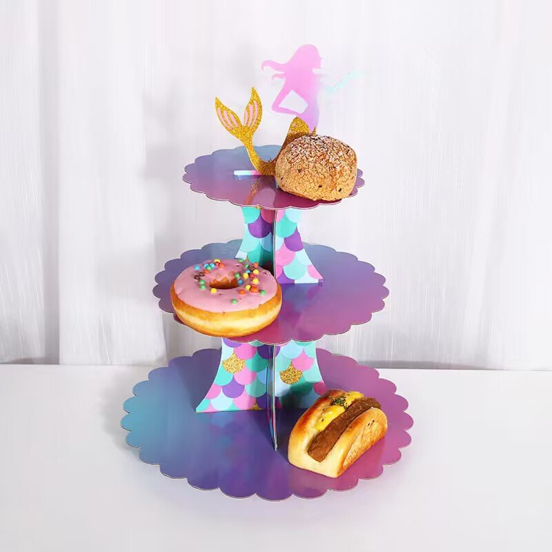 Floral Tea Party Cake Stand 3 Tier Teapot Cupcake Stand Dessert Holder Party Decoration for Kids Birthday Party