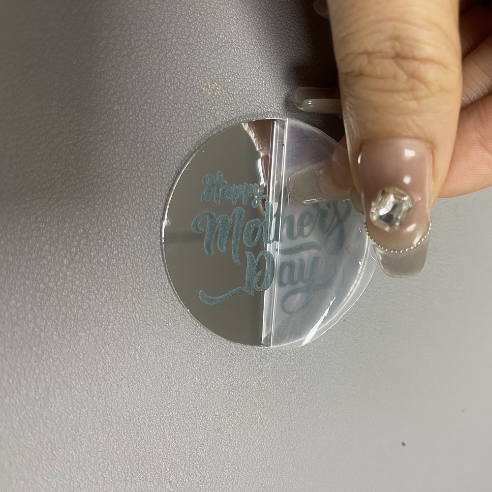 5cm Round Mirror Silver Happy Mother's Day Acrylic Cupcake Toppers Engraved Cake Topper Cupcake Decorations Mother's Day Gifts