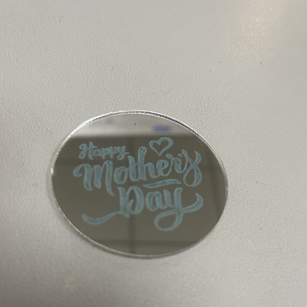 5cm Round Mirror Silver Happy Mother's Day Acrylic Cupcake Toppers Engraved Cake Topper Cupcake Decorations Mother's Day Gifts