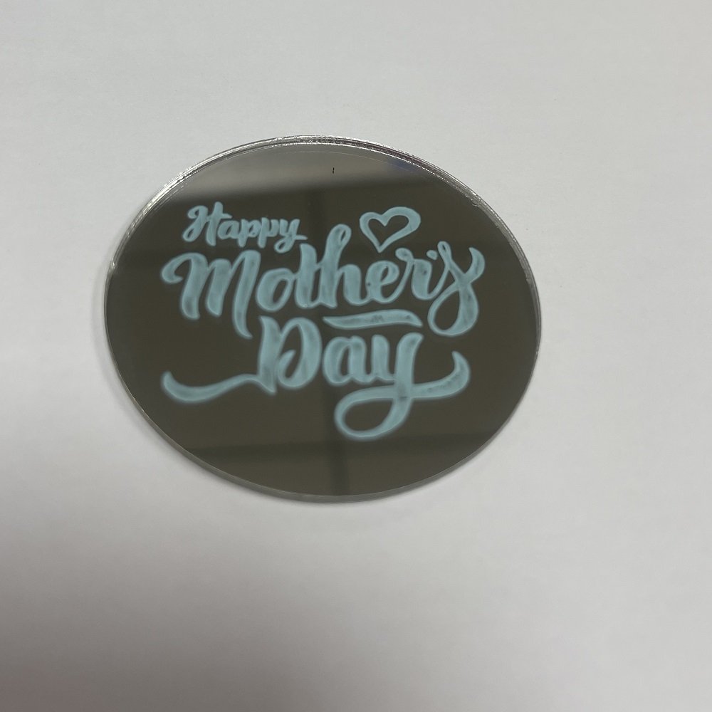 5cm Round Mirror Silver Happy Mother's Day Acrylic Cupcake Toppers Engraved Cake Topper Cupcake Decorations Mother's Day Gifts