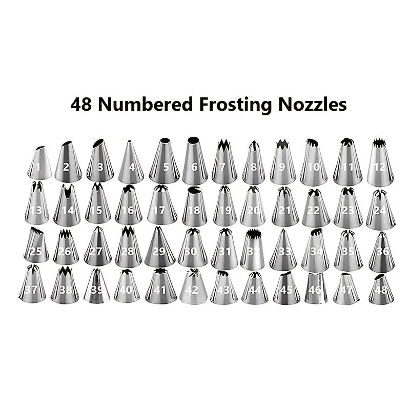 Wholesale 48pcs Stainless Steel Cake Piping Nozzles Set for Cream Decorating Baking Essential Tools
