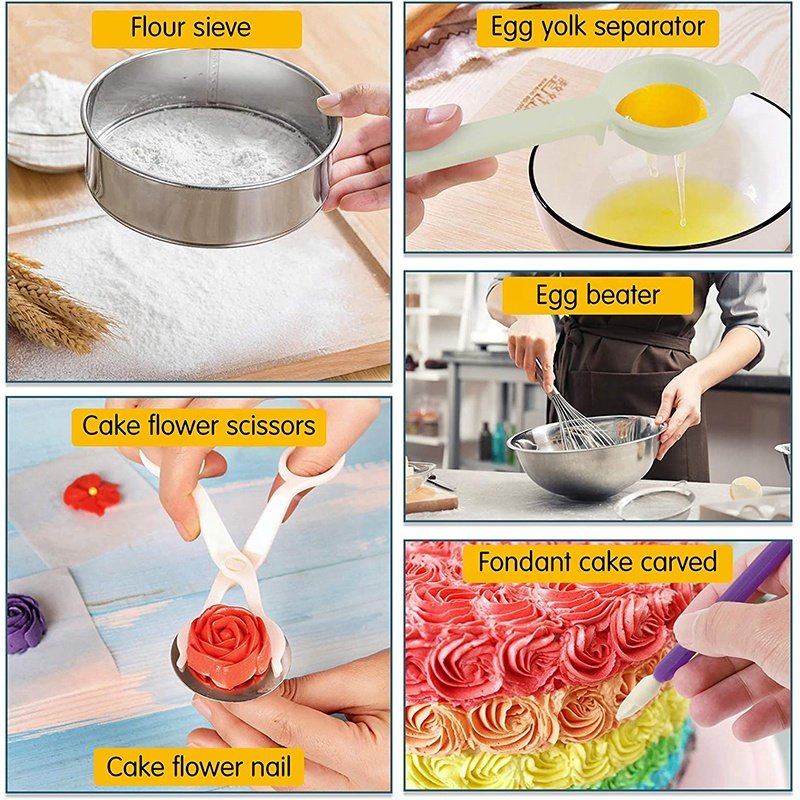 512 Pcs Cake Decorating Tools Cake Decorating Kit with Non-Slip Cake Turntable