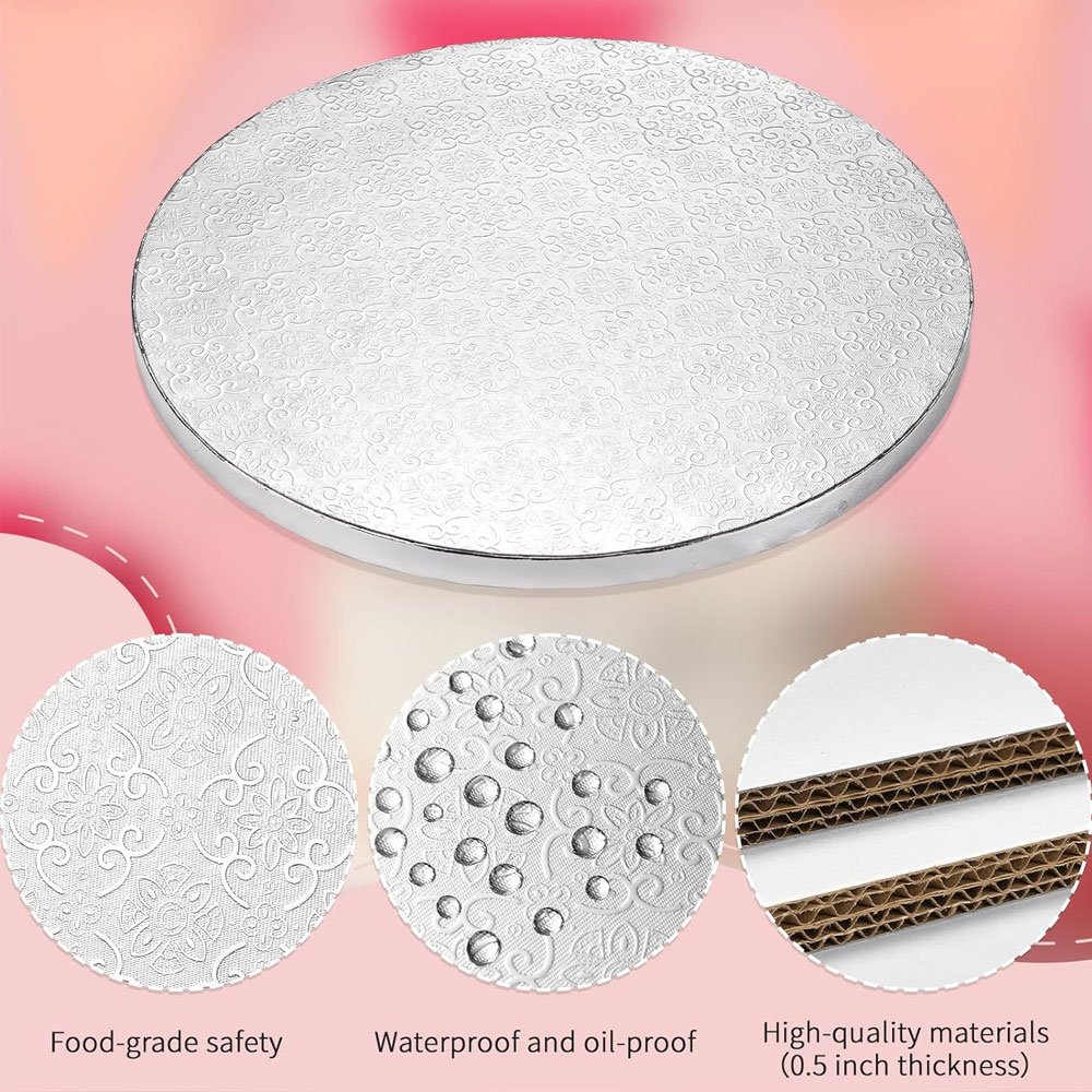 Round Cake Drums 12 Inch Cake Decorating Supplies White Corrugated Cardboard for Multi-Layer Cakes