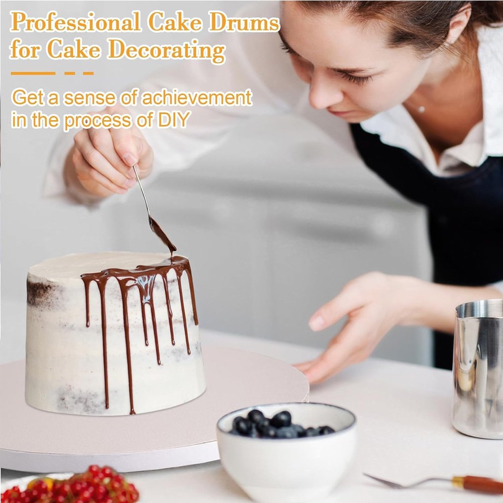 Round Cake Drums 12 Inch Cake Decorating Supplies White Corrugated Cardboard for Multi-Layer Cakes
