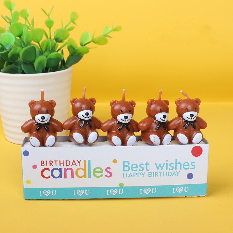 Wholesale 3D Cake Decorating Supplies Bear Candle Hot Selling Smokeless Party Little Bear Cartoon Birthday Cake Candles