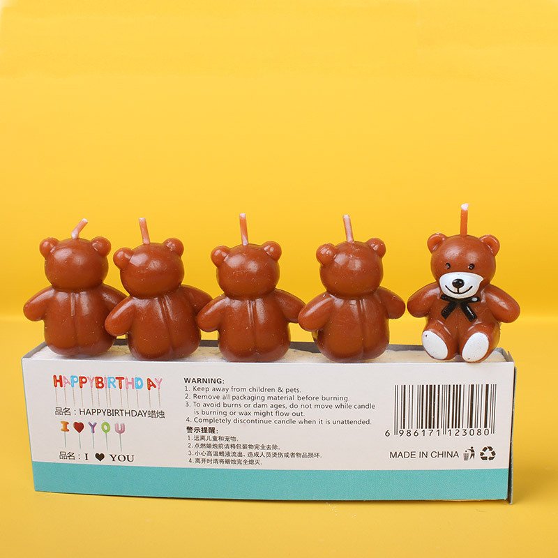 Wholesale 3D Cake Decorating Supplies Bear Candle Hot Selling Smokeless Party Little Bear Cartoon Birthday Cake Candles