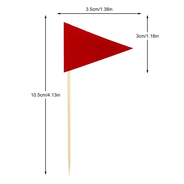 Mini Red Flag Toothpicks Triangle Cupcake Toppers Flags Solid Red DIY Decoration