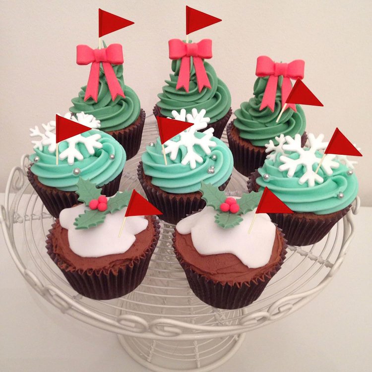 Mini Red Flag Toothpicks Triangle Cupcake Toppers Flags Solid Red DIY Decoration