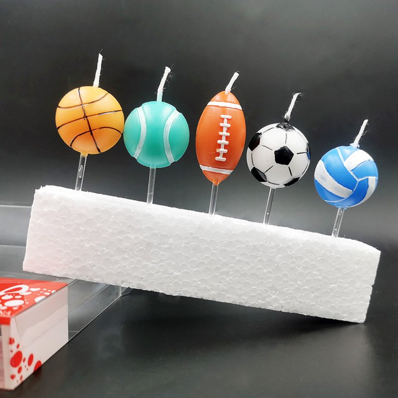 5Pcs Football Cake Candles Birthday Candles Soccer Candles Cake Decorating Supplies for Kids Birthday Party
