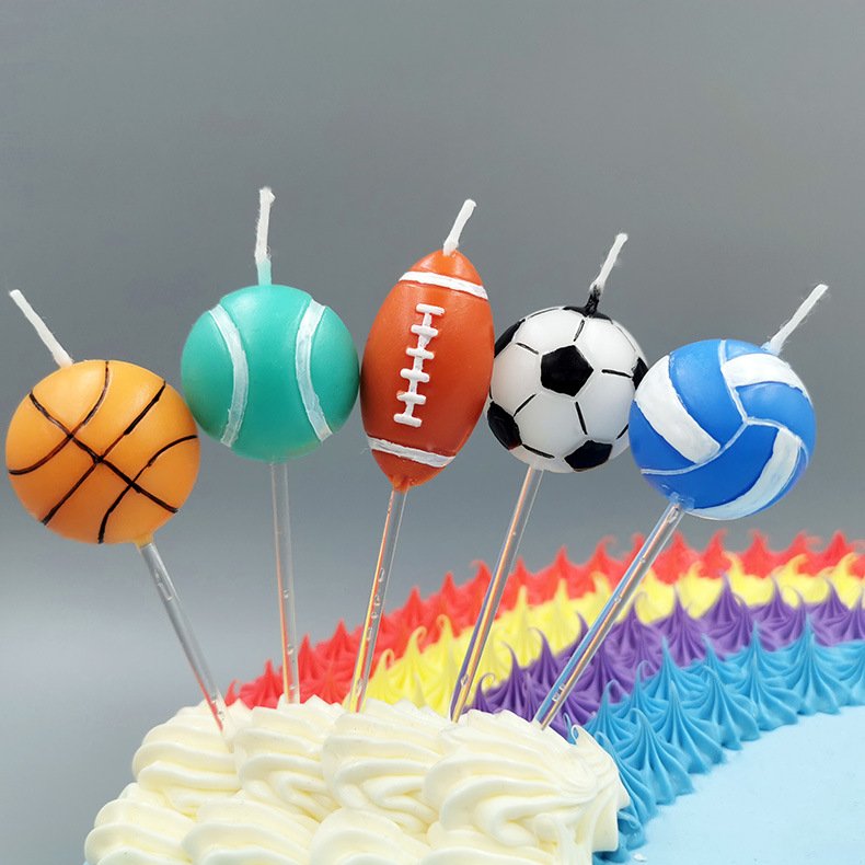 5Pcs Football Cake Candles Birthday Candles Soccer Candles Cake Decorating Supplies for Kids Birthday Party