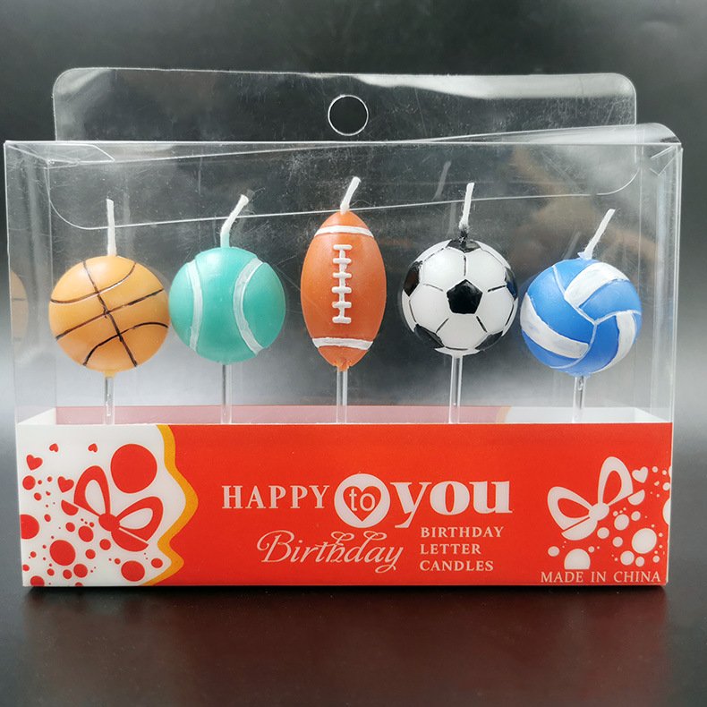 5Pcs Football Cake Candles Birthday Candles Soccer Candles Cake Decorating Supplies for Kids Birthday Party