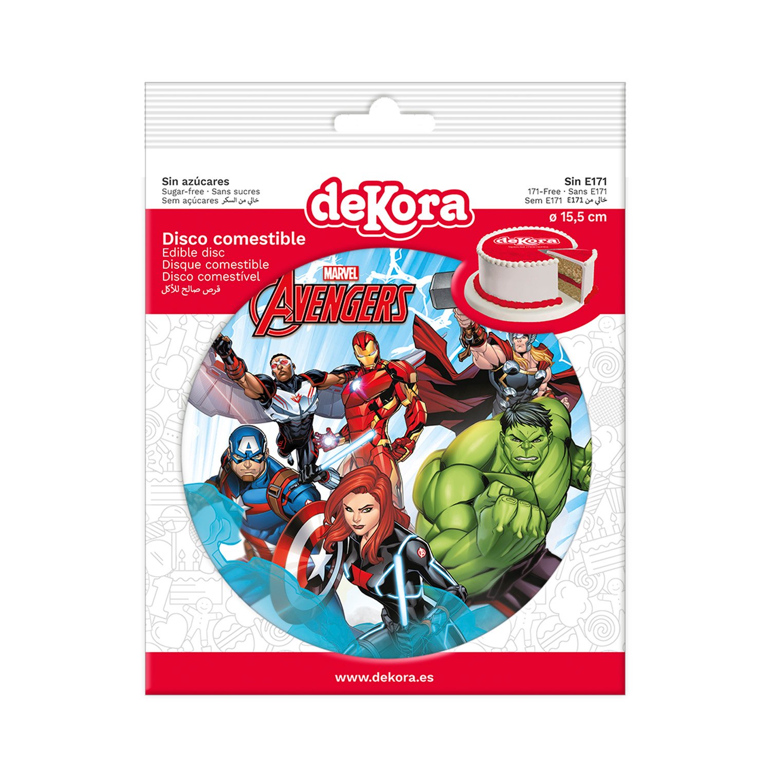 Dekora Brand Box Of 10 Edible Discs For Decorating Cakes With For Avengers Design Dia 15.5cm