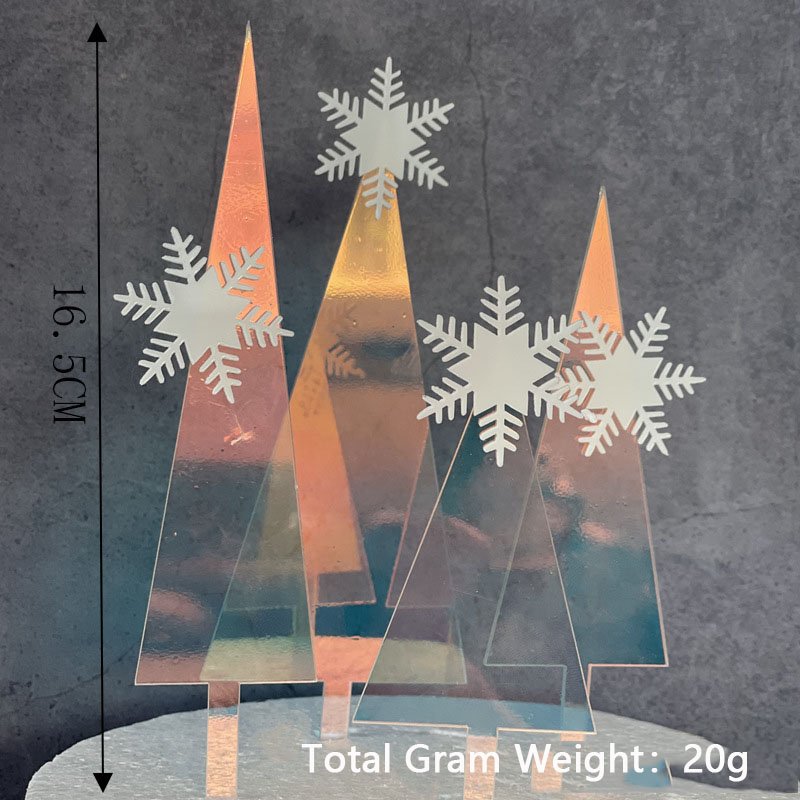 High Quality Baked Cake Decoration Happy Birthday Snowflake Castle Cake Plug-in Double Acrylic Cake Decoration