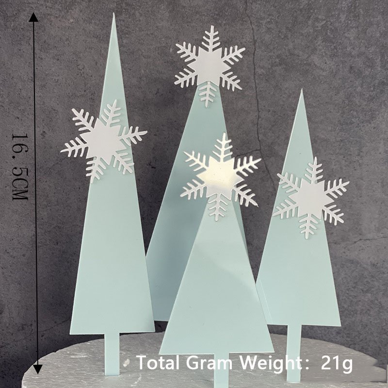 High Quality Baked Cake Decoration Happy Birthday Snowflake Castle Cake Plug-in Double Acrylic Cake Decoration