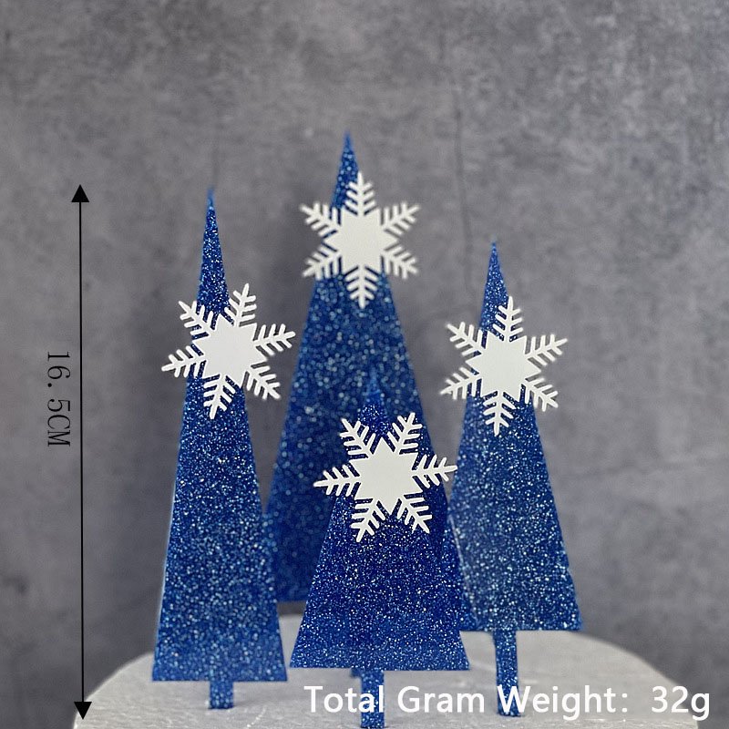 High Quality Baked Cake Decoration Happy Birthday Snowflake Castle Cake Plug-in Double Acrylic Cake Decoration