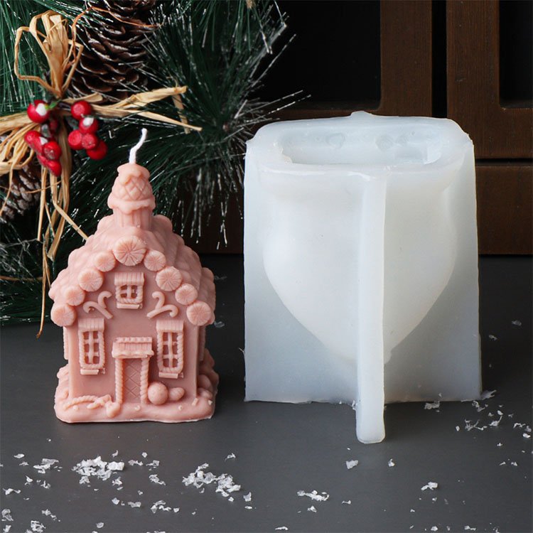 YS Christmas Candy House Silicone Candle Mold Christmas Gypsum Decorations Gift Casting Mould DIY Aromatherapy Candle Making