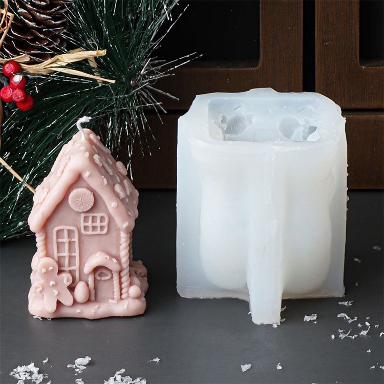 YS Christmas Candy House Silicone Candle Mold Christmas Gypsum Decorations Gift Casting Mould DIY Aromatherapy Candle Making