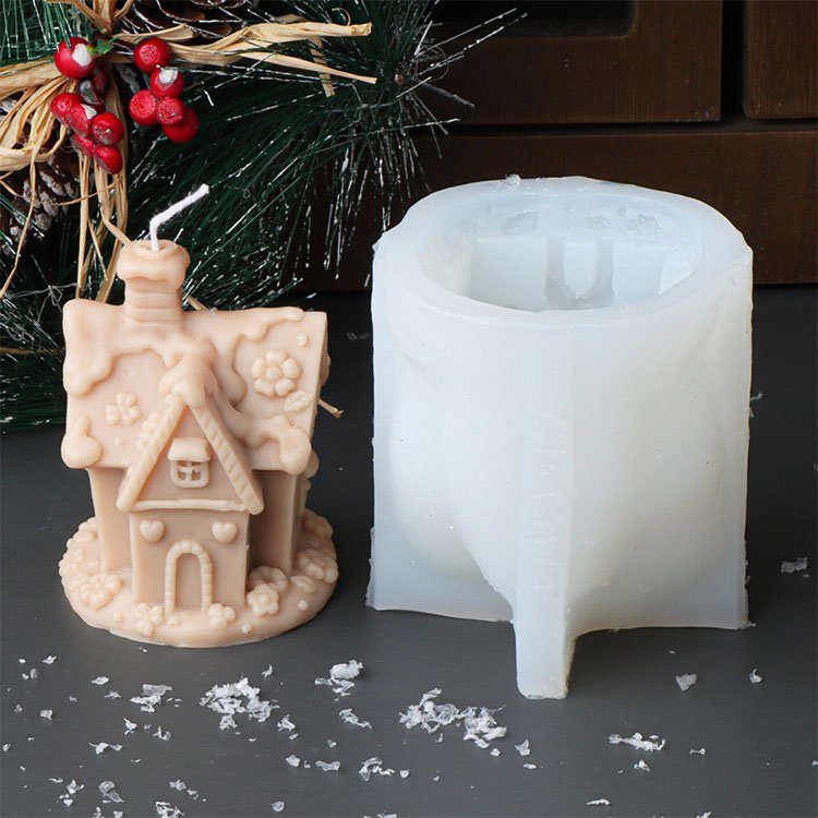 YS Christmas Candy House Silicone Candle Mold Christmas Gypsum Decorations Gift Casting Mould DIY Aromatherapy Candle Making
