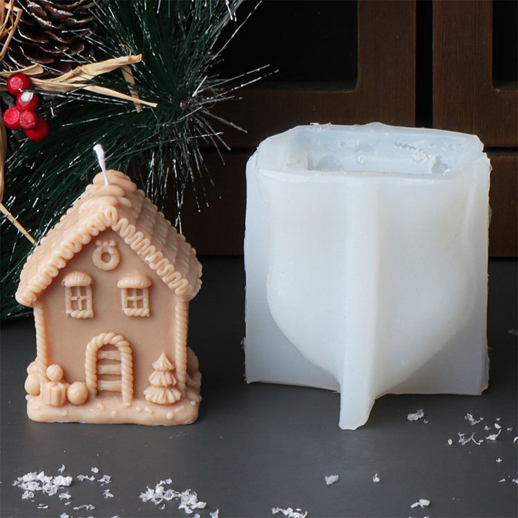 YS Christmas Candy House Silicone Candle Mold Christmas Gypsum Decorations Gift Casting Mould DIY Aromatherapy Candle Making
