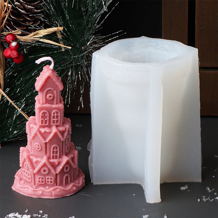 YS Christmas Candy House Silicone Candle Mold Christmas Gypsum Decorations Gift Casting Mould DIY Aromatherapy Candle Making