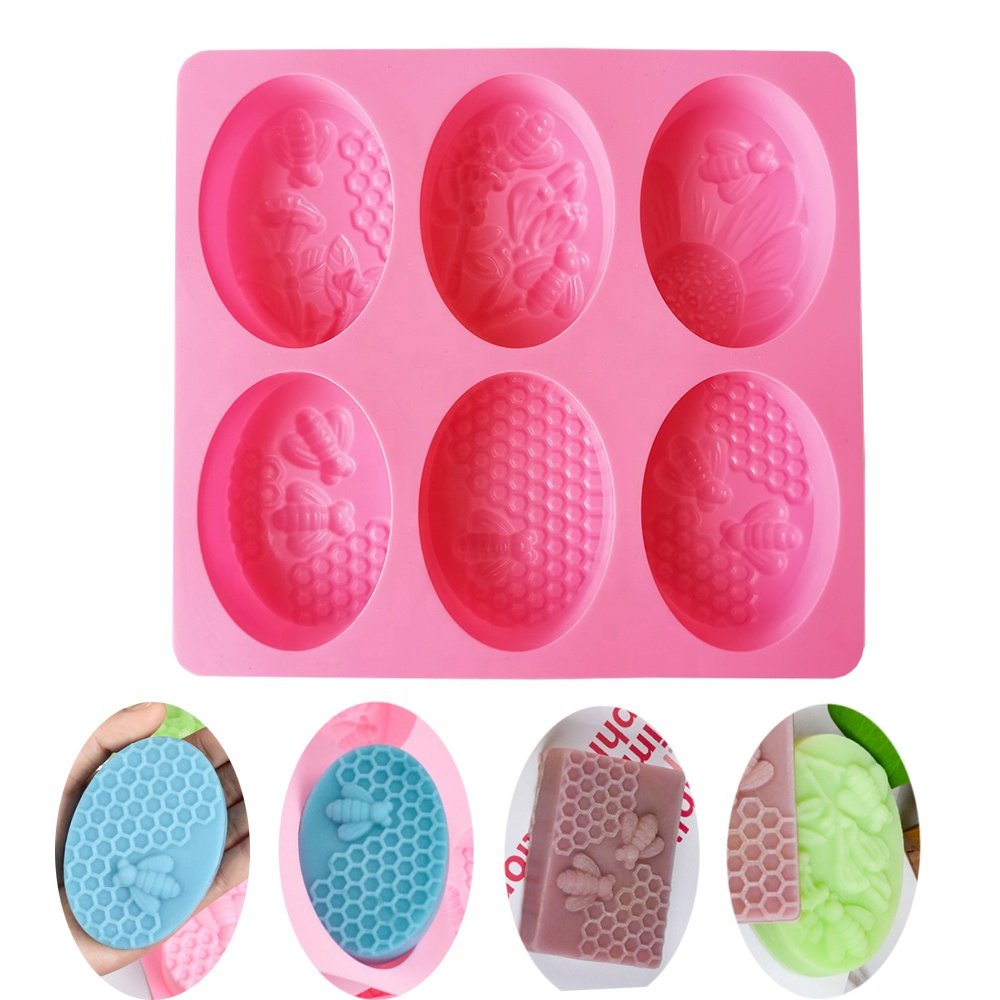 Soap Mold DIY Soap Making Kit Handmade Baking Candle Mold Gifts Craft Supplies Home Decor Oval Honeycomb Silicone 6 Cavities
