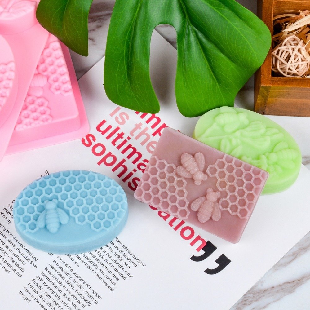 Soap Mold DIY Soap Making Kit Handmade Baking Candle Mold Gifts Craft Supplies Home Decor Oval Honeycomb Silicone 6 Cavities