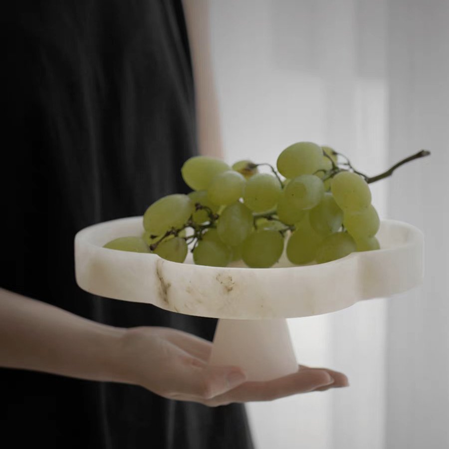 Modern Natural Marble Fruit Plate Cake Treat Plate Artist Home Decor Living Room Hotel Party Restaurant Supplies Ornament