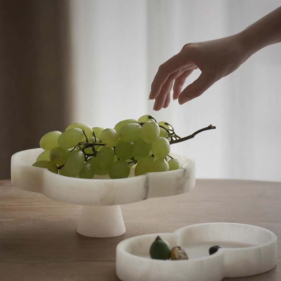 Modern Natural Marble Fruit Plate Cake Treat Plate Artist Home Decor Living Room Hotel Party Restaurant Supplies Ornament