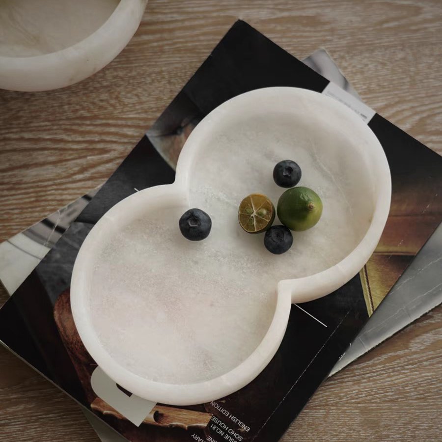 Modern Natural Marble Fruit Plate Cake Treat Plate Artist Home Decor Living Room Hotel Party Restaurant Supplies Ornament