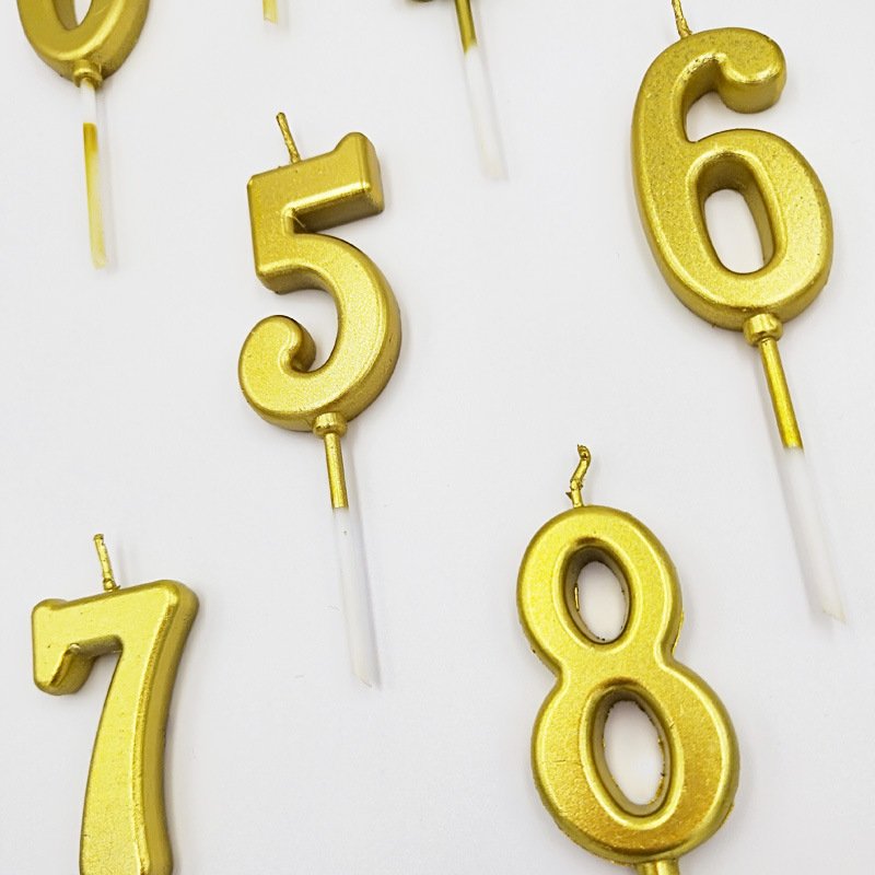 Gold Number 0-9 Candle Happy Birthday 3D Candles for Birthday Cake Party Decoration Wedding Anniversary Celebration Supplies