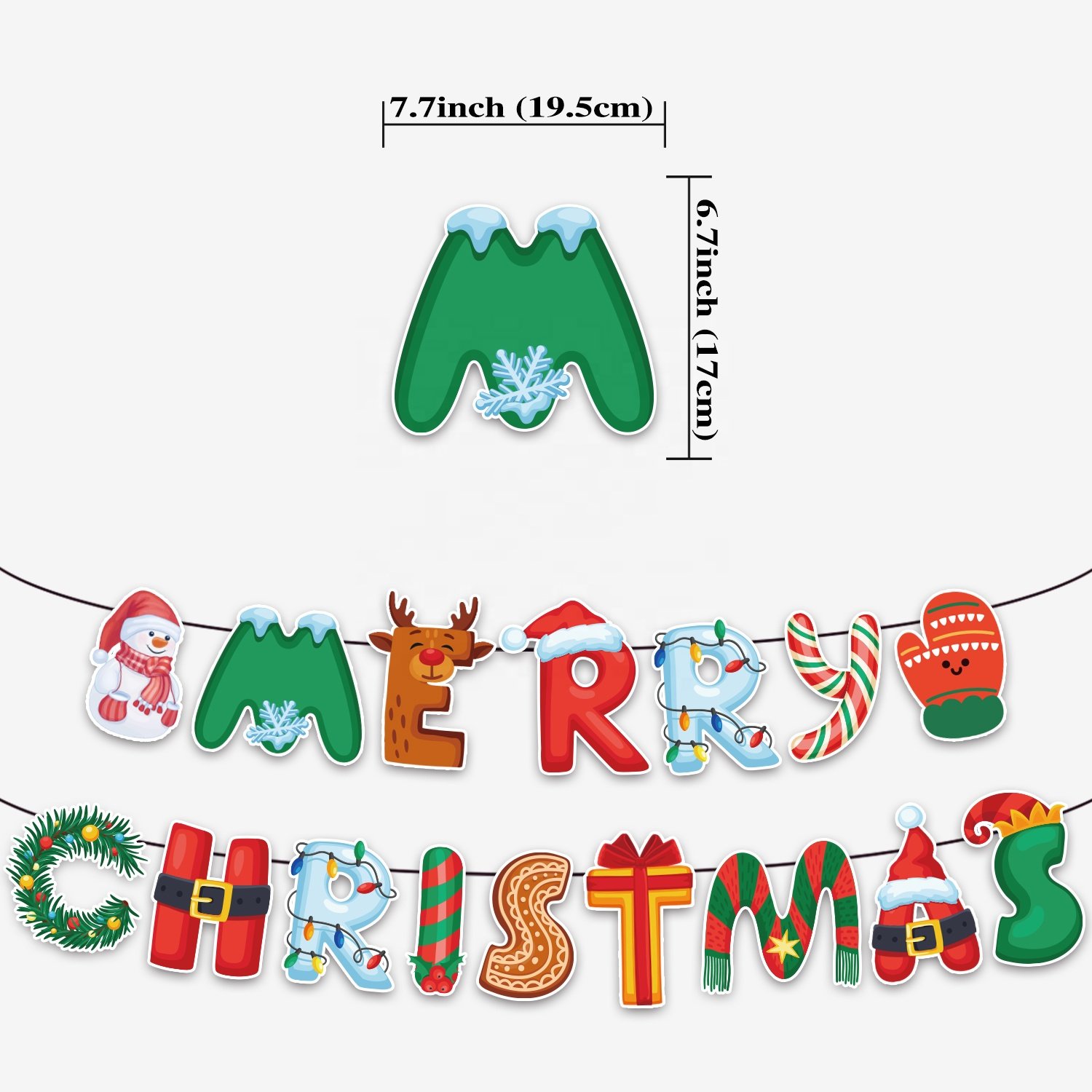 2024 Merry Christmas Cartoon Theme Party Happy Birthday Balloon Cake Resp Banner Flag For New Year Party Decoration