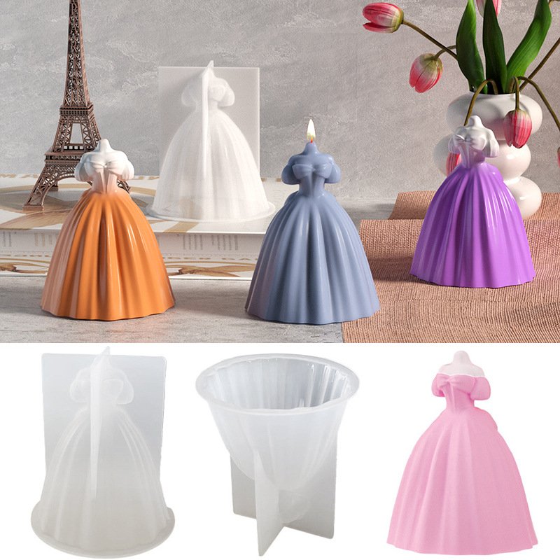 Wax for Candle Making Evening Dress Soap Scents for Candle Making DIY Wedding Gift Party Decor Silicone Cake Molds Molde De Vela