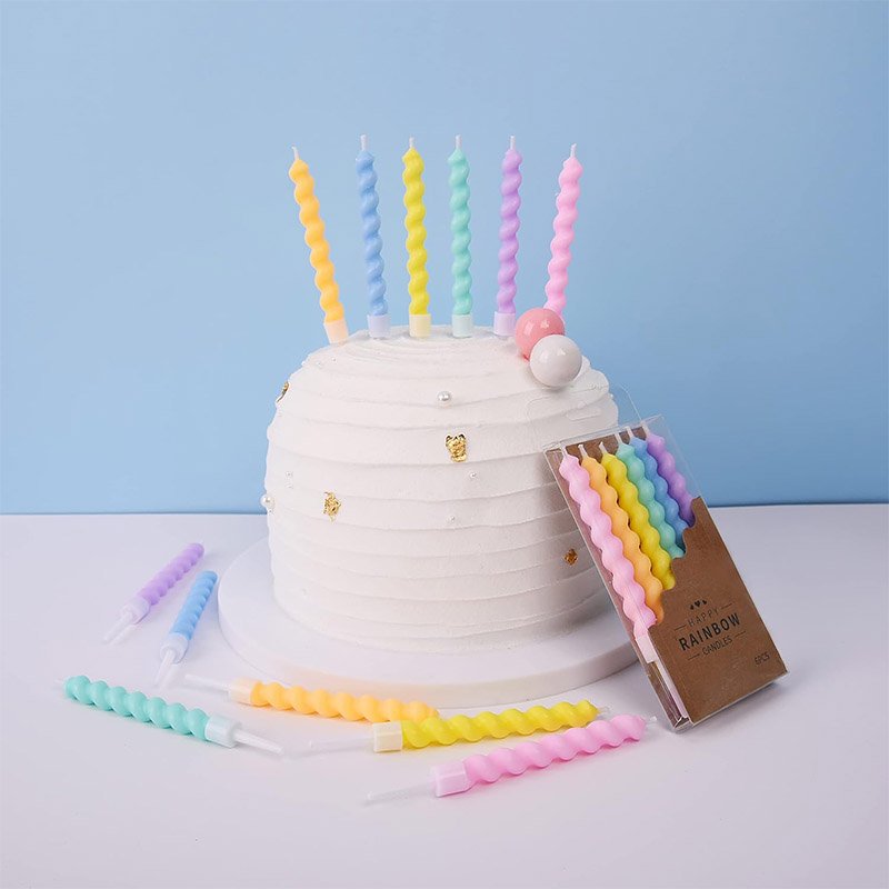 Creative Curve Internet celebrity romantic heartstrings macaron colored threaded birthday cake decoration party candles