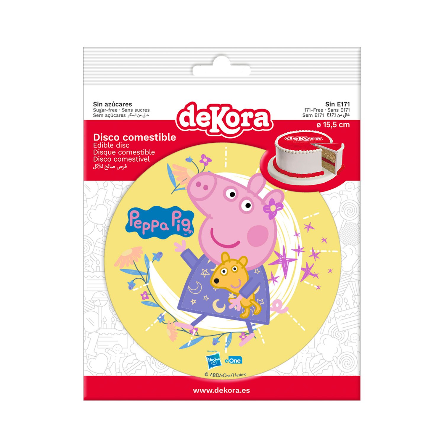 Dekora Brand Box Of 10 Edible Discs For Decorating Cakes With For Peppa Pig Design Dia 15.5cm