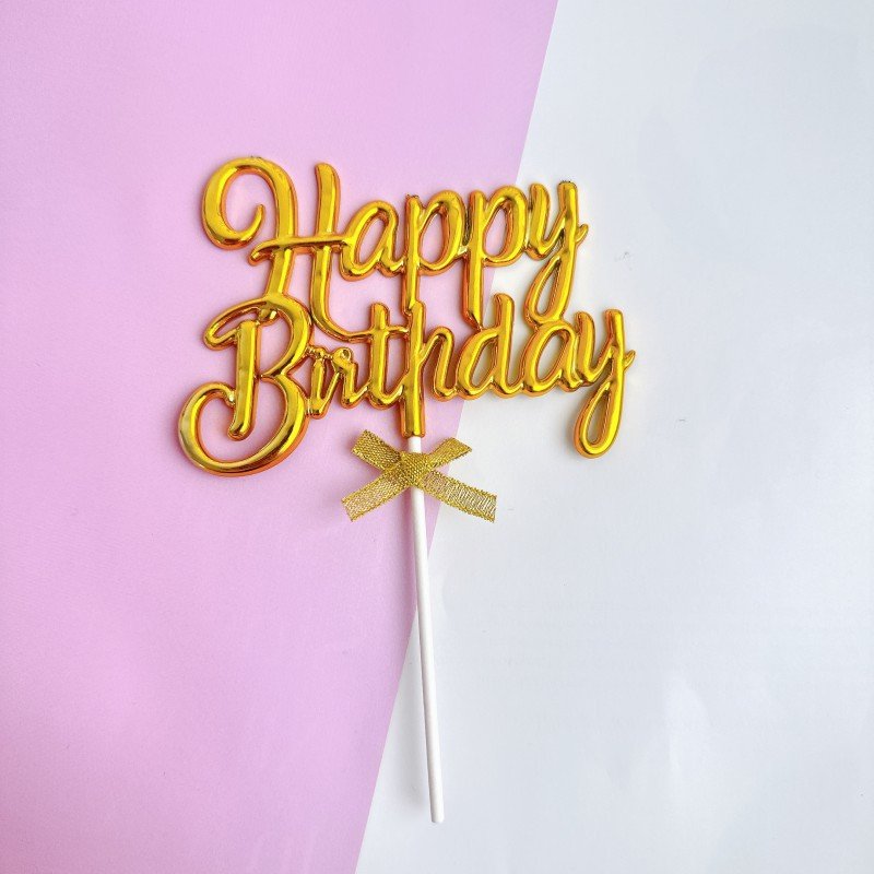 cake decorating supplies Hot Pink Feliz Cumpleanos Cake Topper Plastic 3d Double Sided Happy Birthday Sign For Cake With BowIdea
