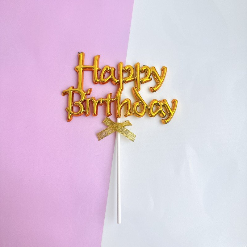 cake decorating supplies Hot Pink Feliz Cumpleanos Cake Topper Plastic 3d Double Sided Happy Birthday Sign For Cake With BowIdea