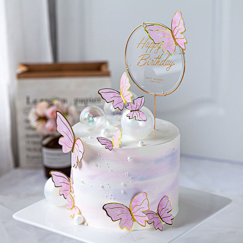 wholesale 10pcs 6pcs Ins style butterfly cake topper paper for cake decoration baking supplies