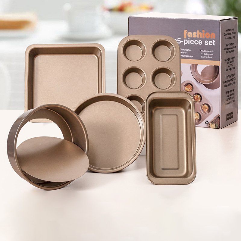 5-Piece Non Stick Bakeware Set Baking Set- with Muffin Tray, Oven Tray, Cake Pan, Loaf Pan & Spring Form Cake Tin