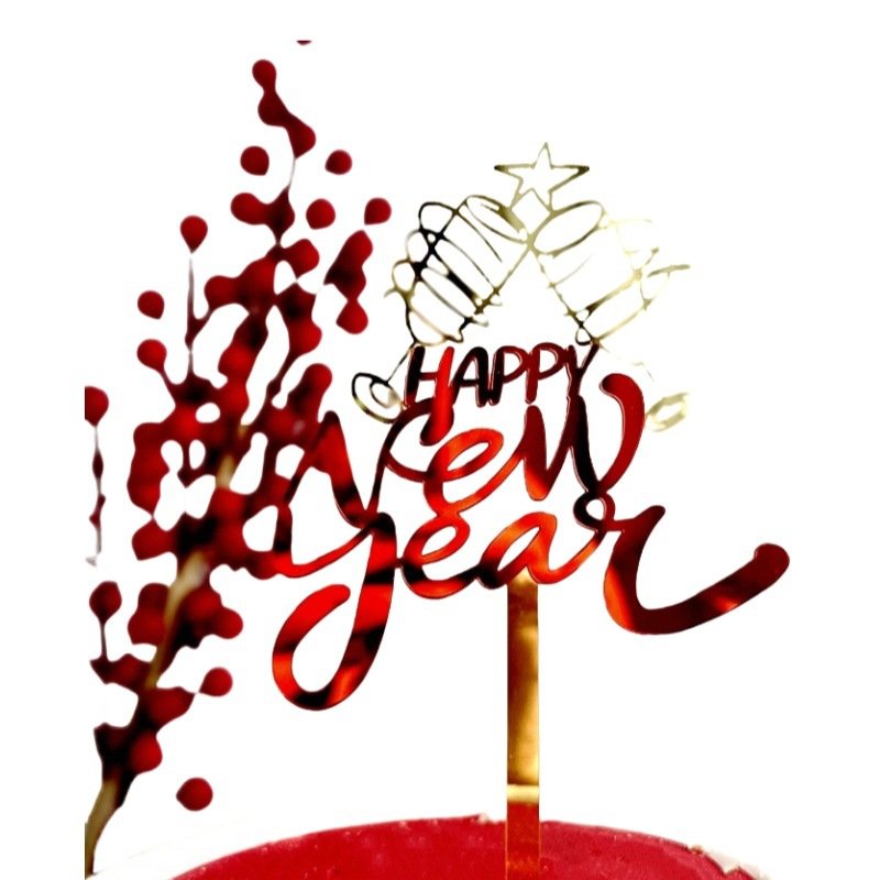 Hello 2025 Happy New Year Double layers Acrylic Cake Toppers New Year Party Supplies Decorations