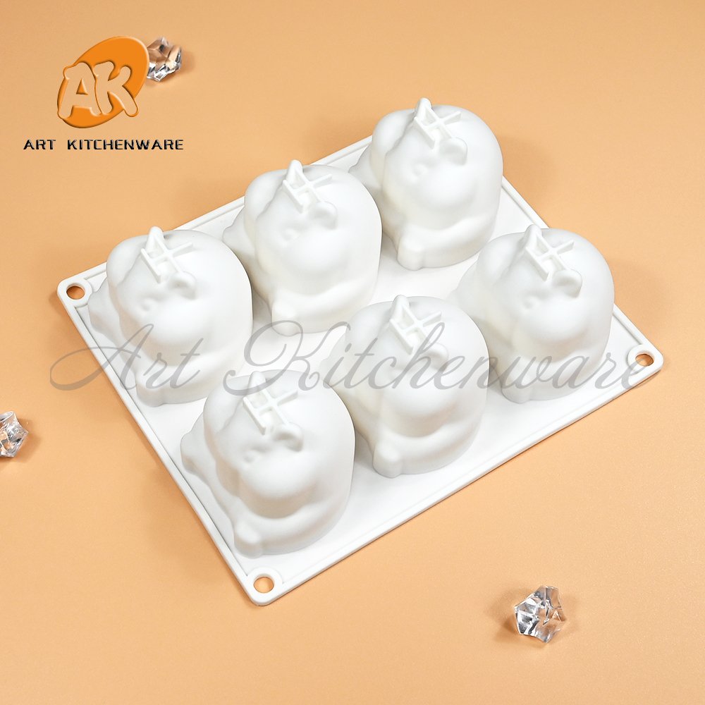 AK 6 Cavity Hamster Silicon Mousse Cake Molds Silicone Baking Chocolate Candle Mould for DIY Squeeze the Joy Cakes Tools MC-542