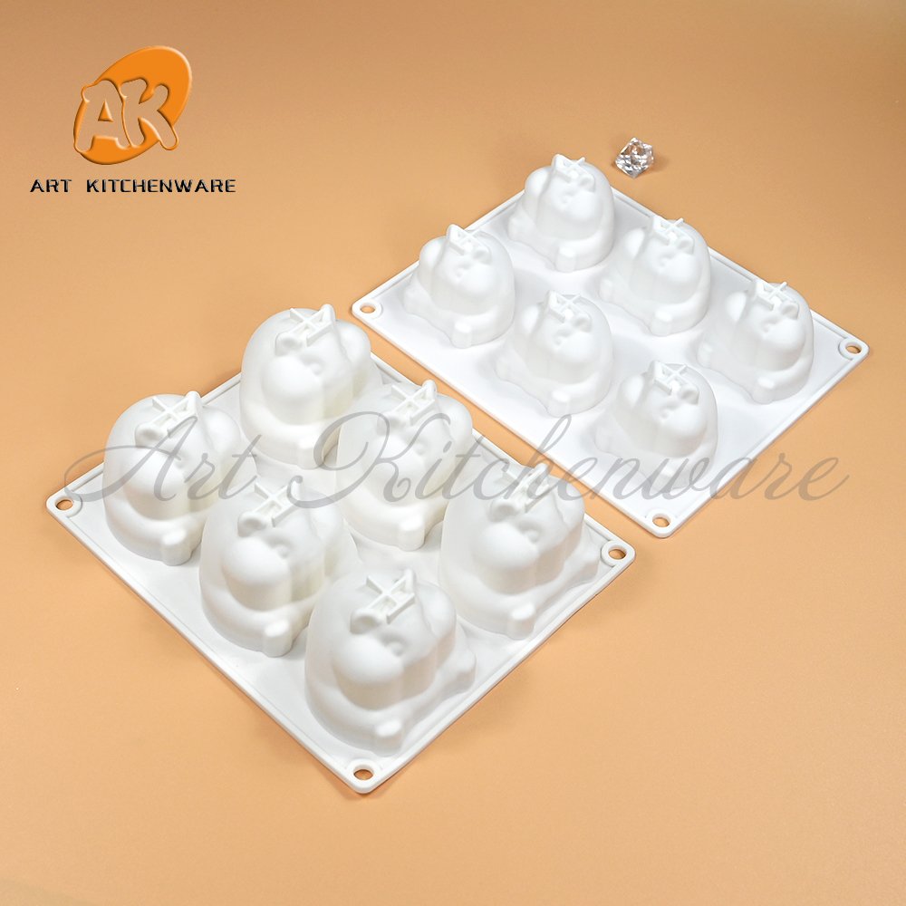 AK 6 Cavity Hamster Silicon Mousse Cake Molds Silicone Baking Chocolate Candle Mould for DIY Squeeze the Joy Cakes Tools MC-542